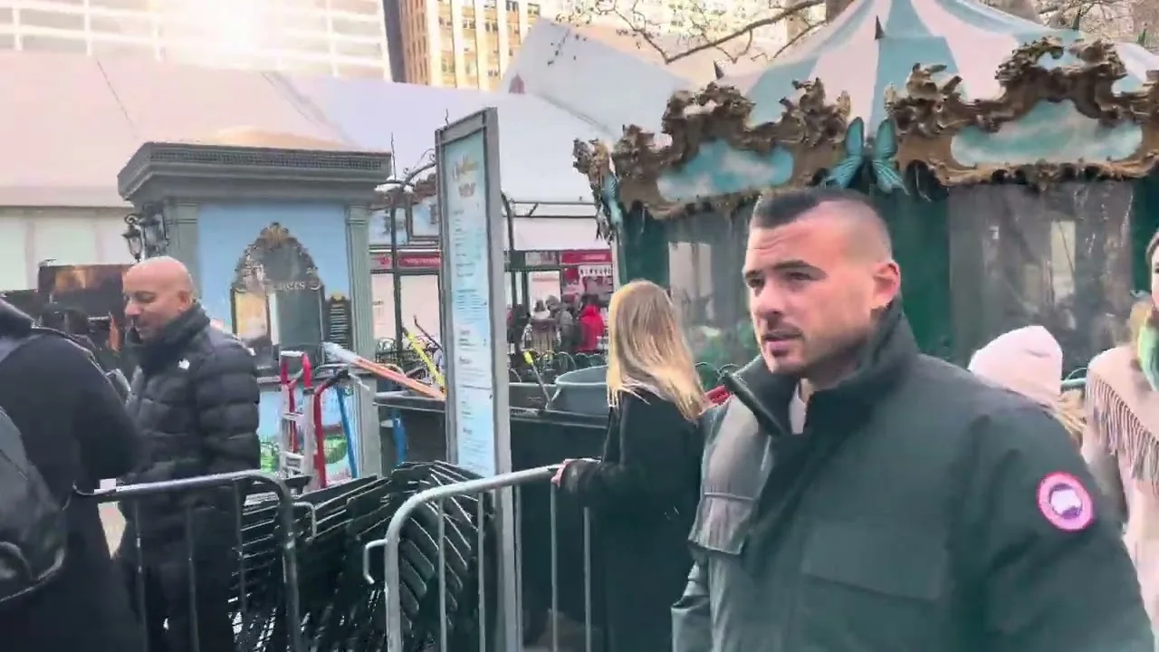 Fire Erupts at Bryant Park Holiday Market Aftermath New York City thumbnail