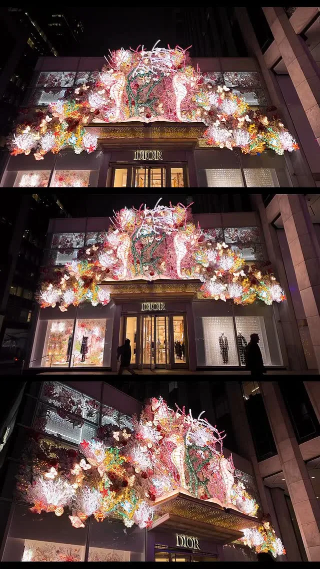 🎉✨ Dior’s stunning holiday installation at its flagship store at 767 Fifth Avenue. Instagram preview