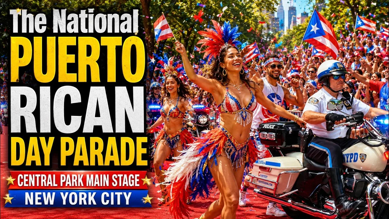 The National Puerto Rican Day Parade and NY Knicks Times Square New York City thumbnail