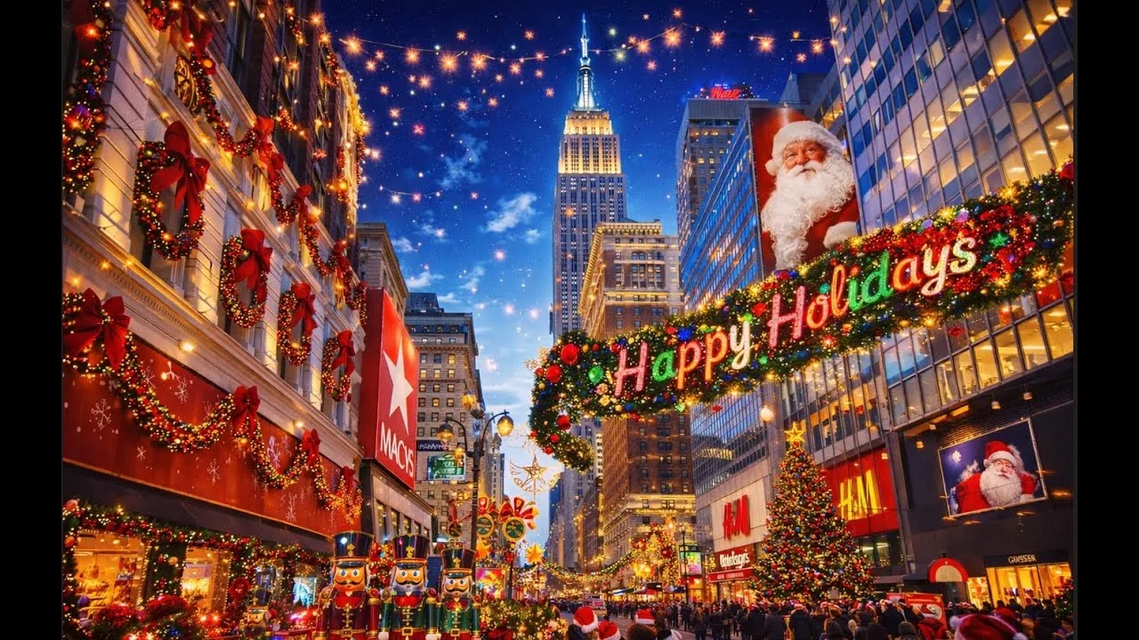 2025-12-24 Christmas in NYC Macys Holiday Square Herald Square Carousel Rock Center New York City thumbnail