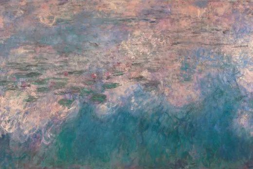 Claude Monet. Water Lilies. 1914–26. Oil on canvas, three panels, each 6' 6 3/4" × 13' 11 1/4" (200 × 424.8 cm), overall 6' 6 3/4" × 41' 10 3/8" (200 × 1276 cm). Mrs. Simon Guggenheim Fund
