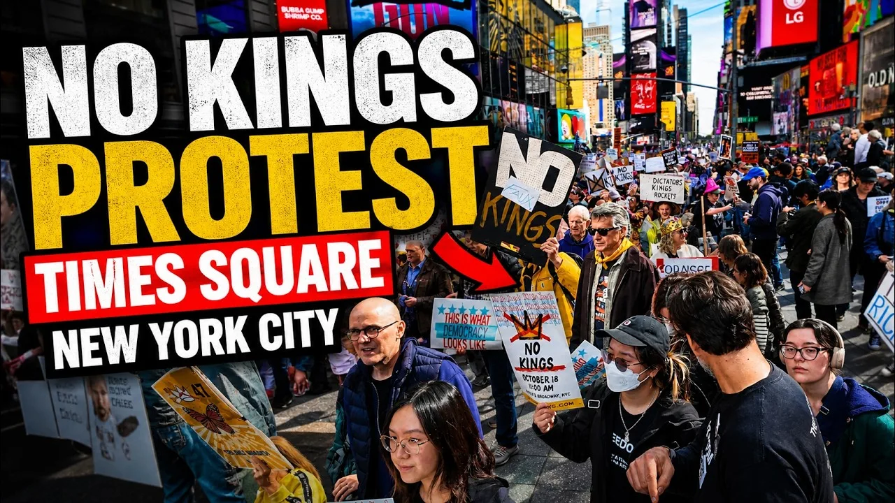 No Kings Protest in NYC Draws Thousands of Demonstrators at Times Square New York City thumbnail