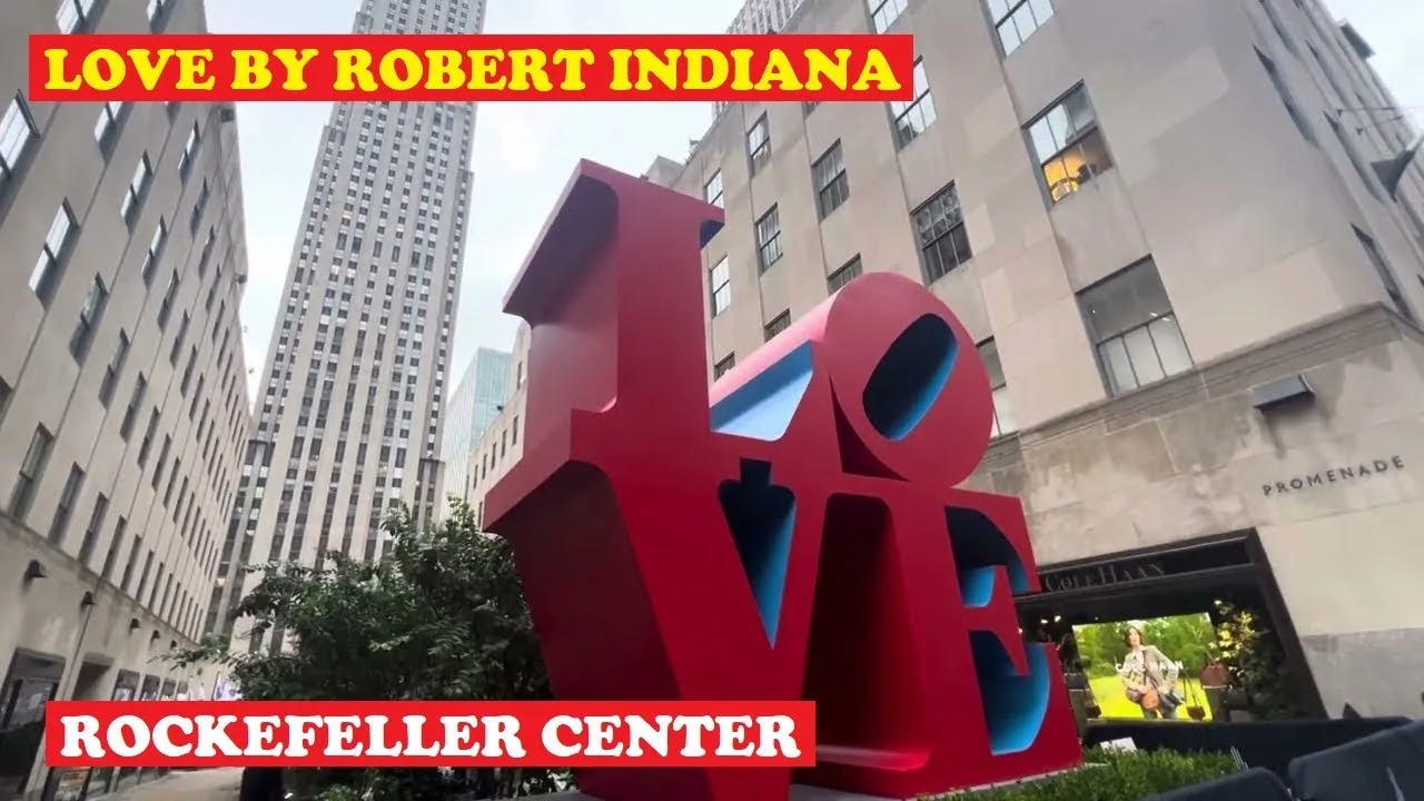 LOVE Red Outside Blue Inside Robert Indiana Public Art Rockefeller Center New York City thumbnail