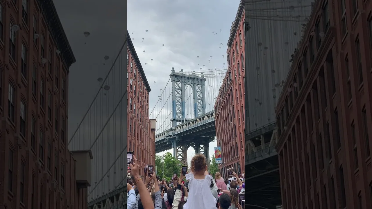 DUMBO DROP Thousands of tiny elephants parachute onto Brooklyn’s most iconic block New York City thumbnail