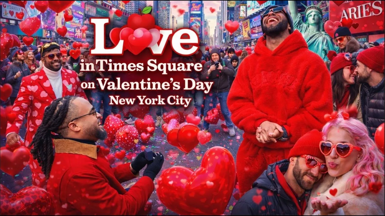 Celebrating Love in Times Square Valentine's Day New York City Manhattan thumbnail