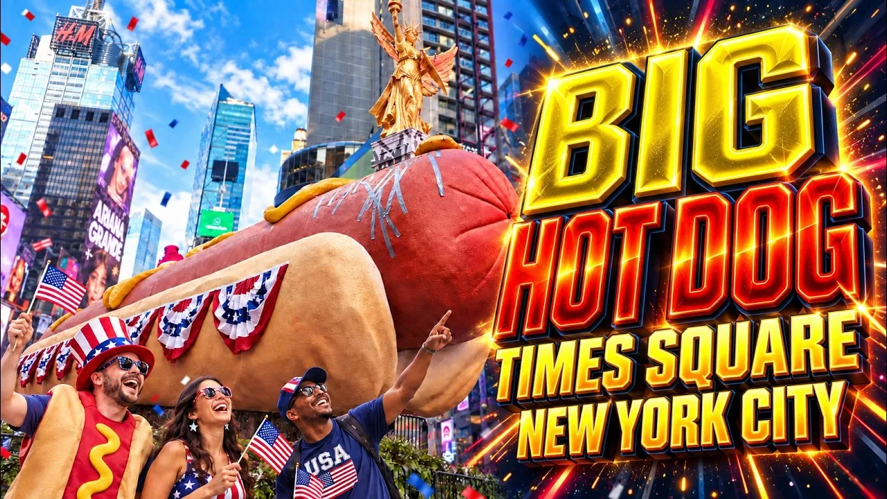 Hot Dog The Second Serving by artists Jen Catron and Paul Outlaw Times Square New York City thumbnail