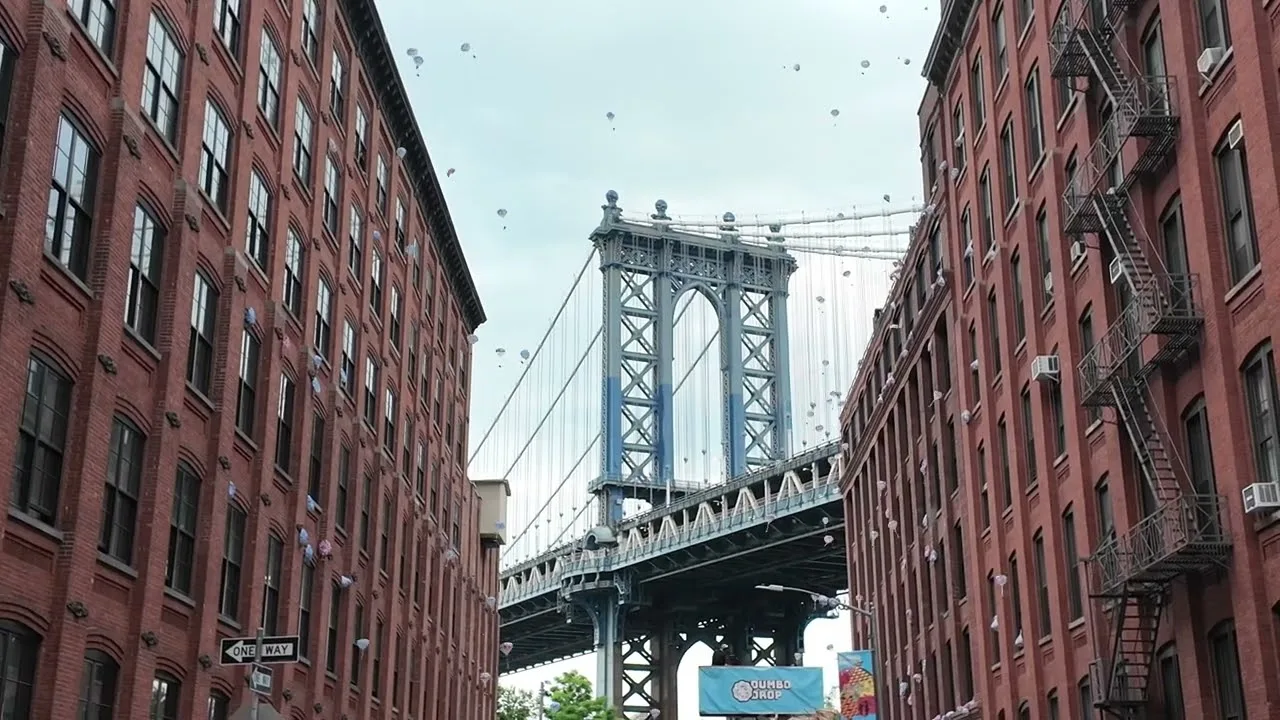 DUMBO DROP Thousands of tiny elephants parachute onto Brooklyn’s most iconic block New York City thumbnail