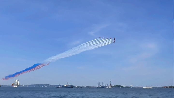 🇺🇸 The massive Sail4th 250 Parade of Tall Ships. Blue Angels Painting the Sky Red, White, and Blue directly past the Statue of Liberty for America 250! #fourthofjulyweekend #indepenceday Instagram preview