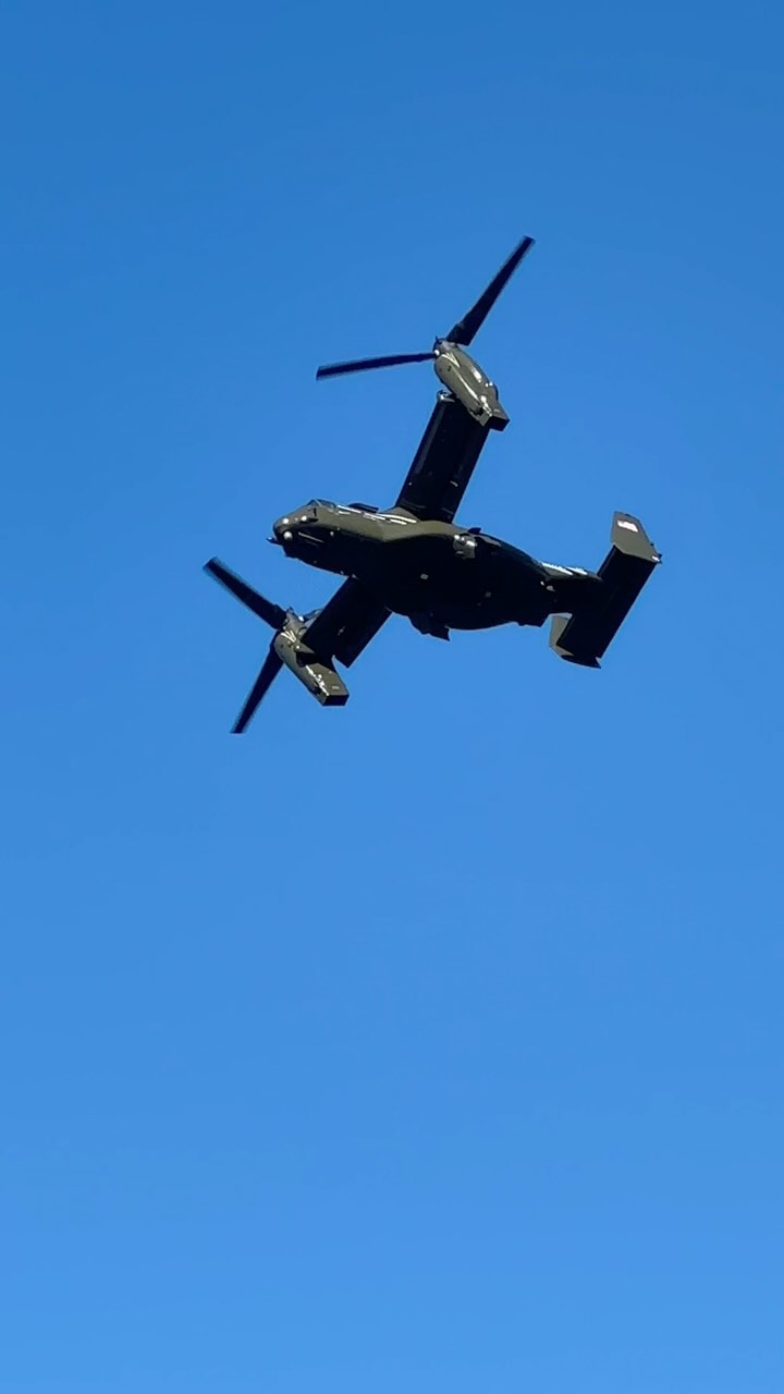 The Osprey flyover in Lower Manhattan today: a military exercise involving V-22 Osprey aircraft in preparation for the 9/11 ceremonies. Instagram preview
