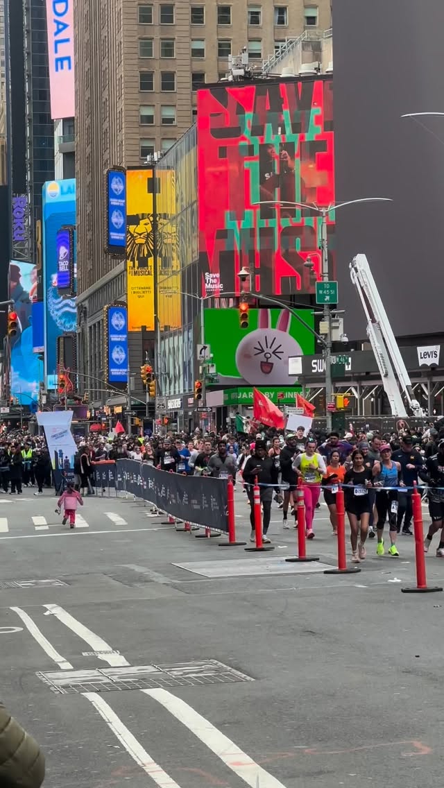 New York City Half Marathon racing through Times Square. #marathon #nycmarathon #nyrr #timessquare #nyc Instagram preview