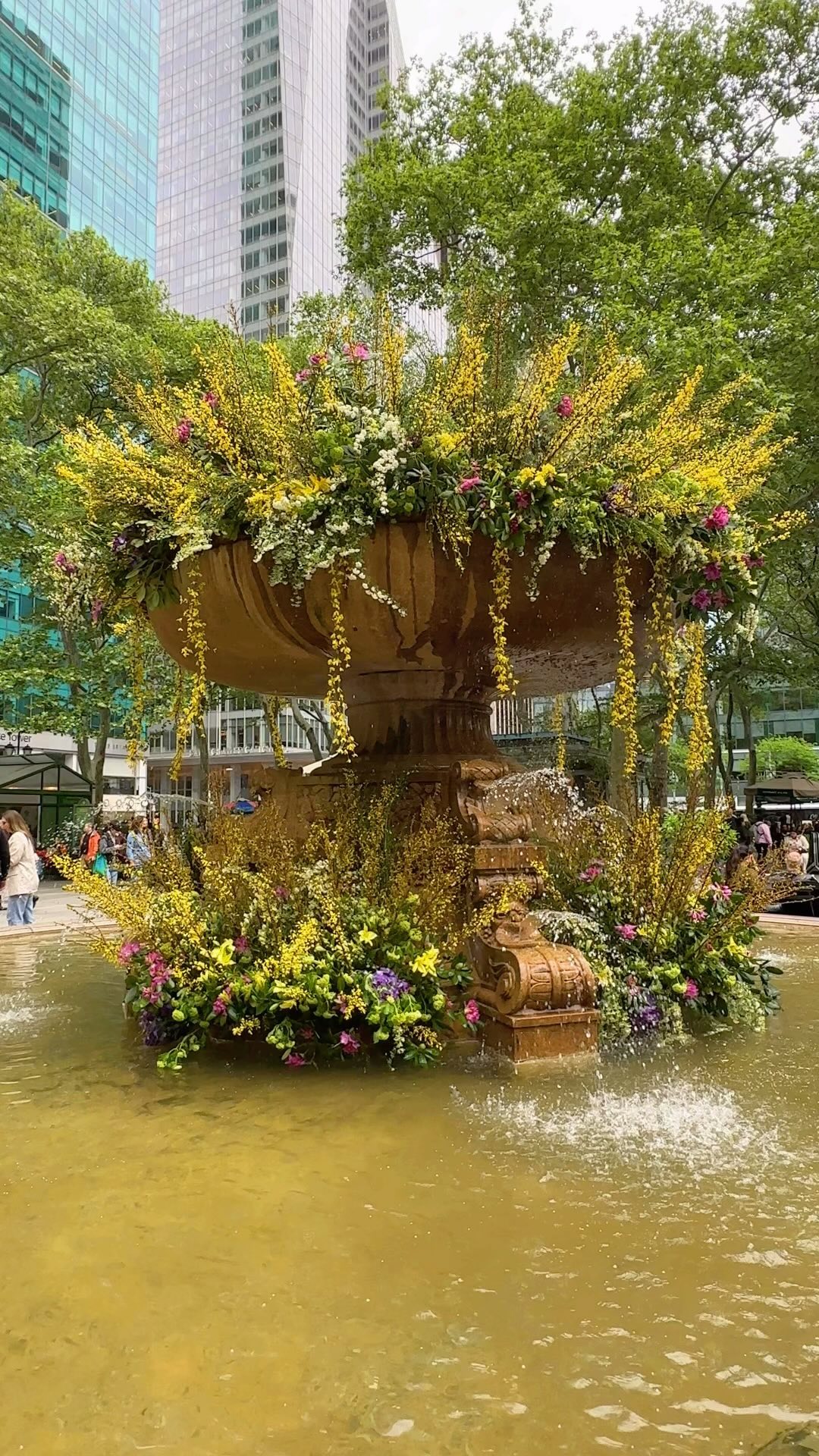 The Josephine Shaw Lowell Fountain at @bryantparknyc is in Peak Bloom 💐 Instagram preview
