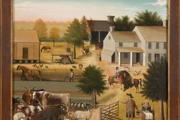 Edward Hicks. The Residence of David Twining. Bucks County, Pennsylvania, 1832–34. Oil on canvas, 17 1/4 x 23 1/4" (43.8 x 59.1 cm). The Colonial Williamsburg Foundation. Gift of David Rockefeller, 1955